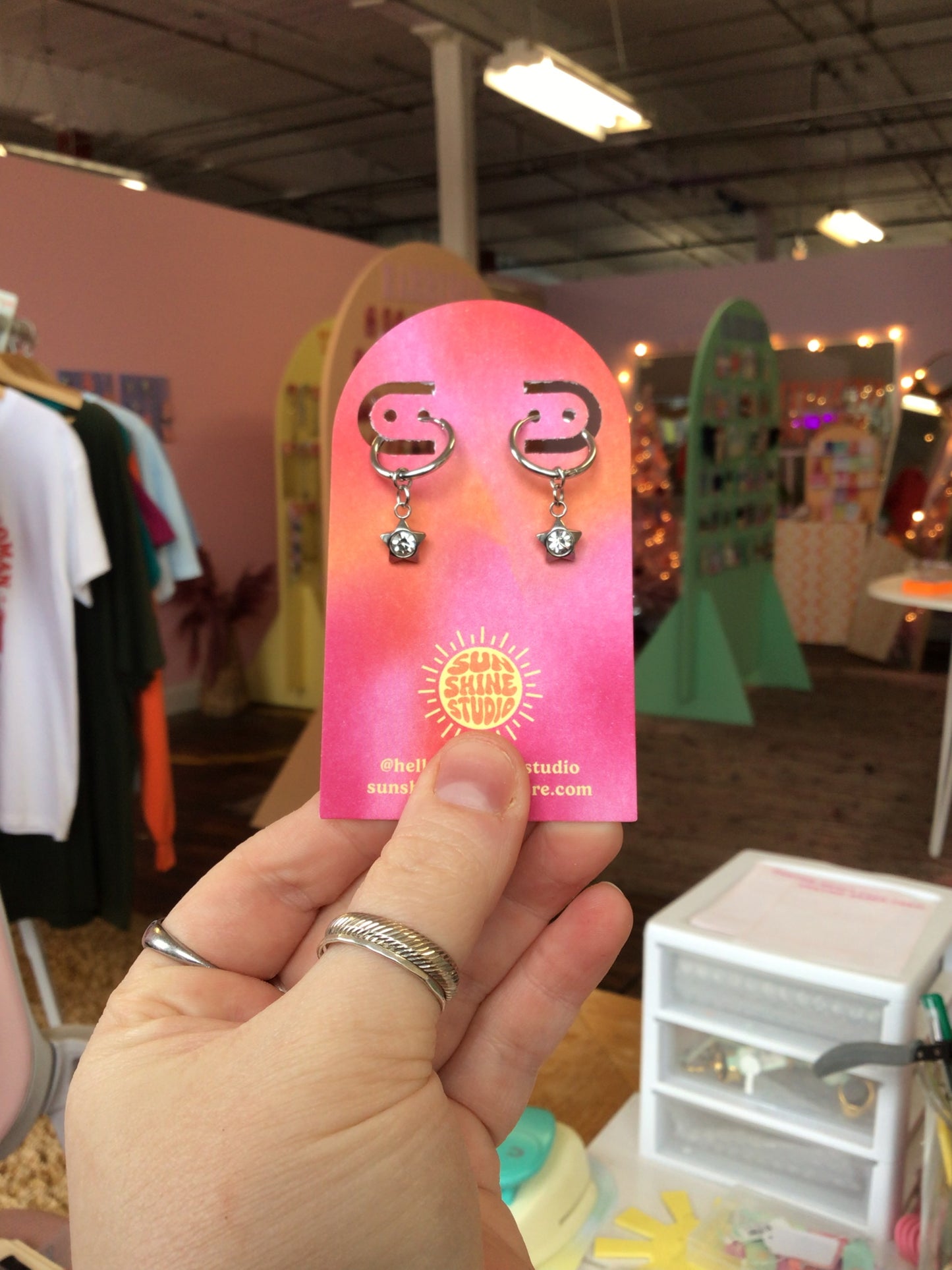 Stainless Steel Tiny Puffy Star Hoops