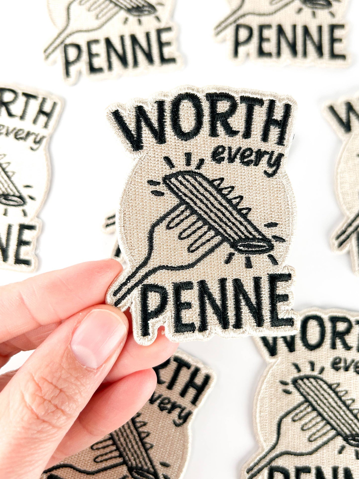 Worth Every Penne Embroidered Patch Funny Pasta Iron On Hats