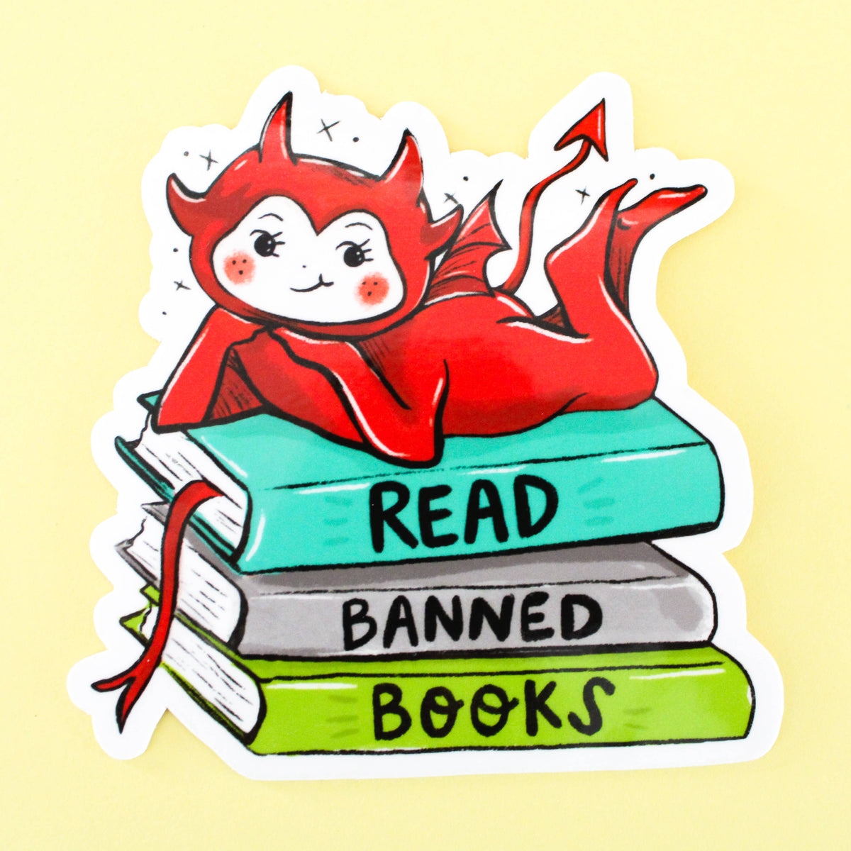 Read Banned Books Little Devil Vinyl Sticker