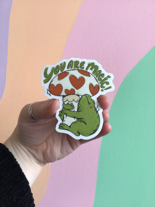 “You Are Magic!” Frog and Mushroom Sticker