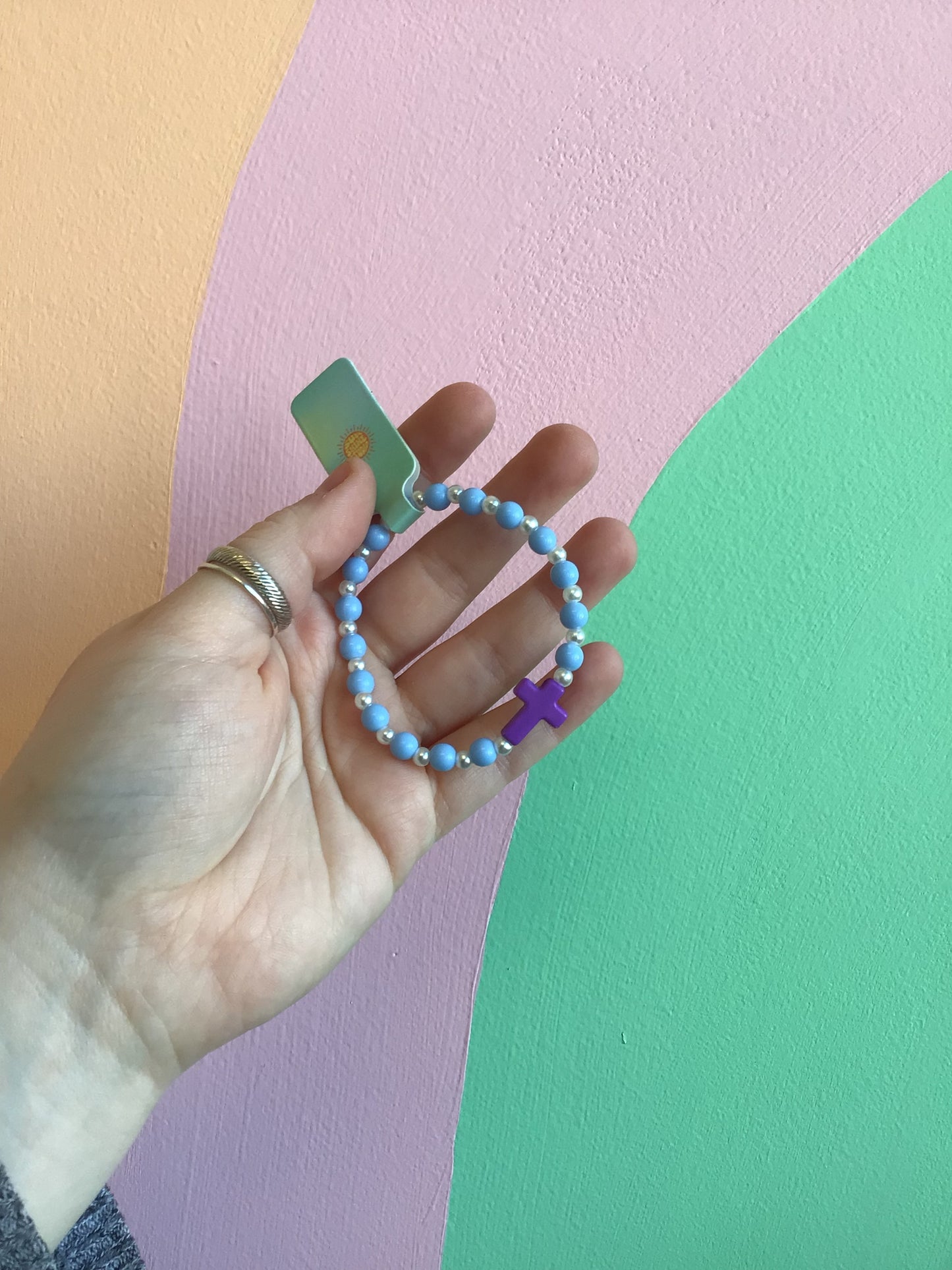 Pastel Cross Beaded Bracelet