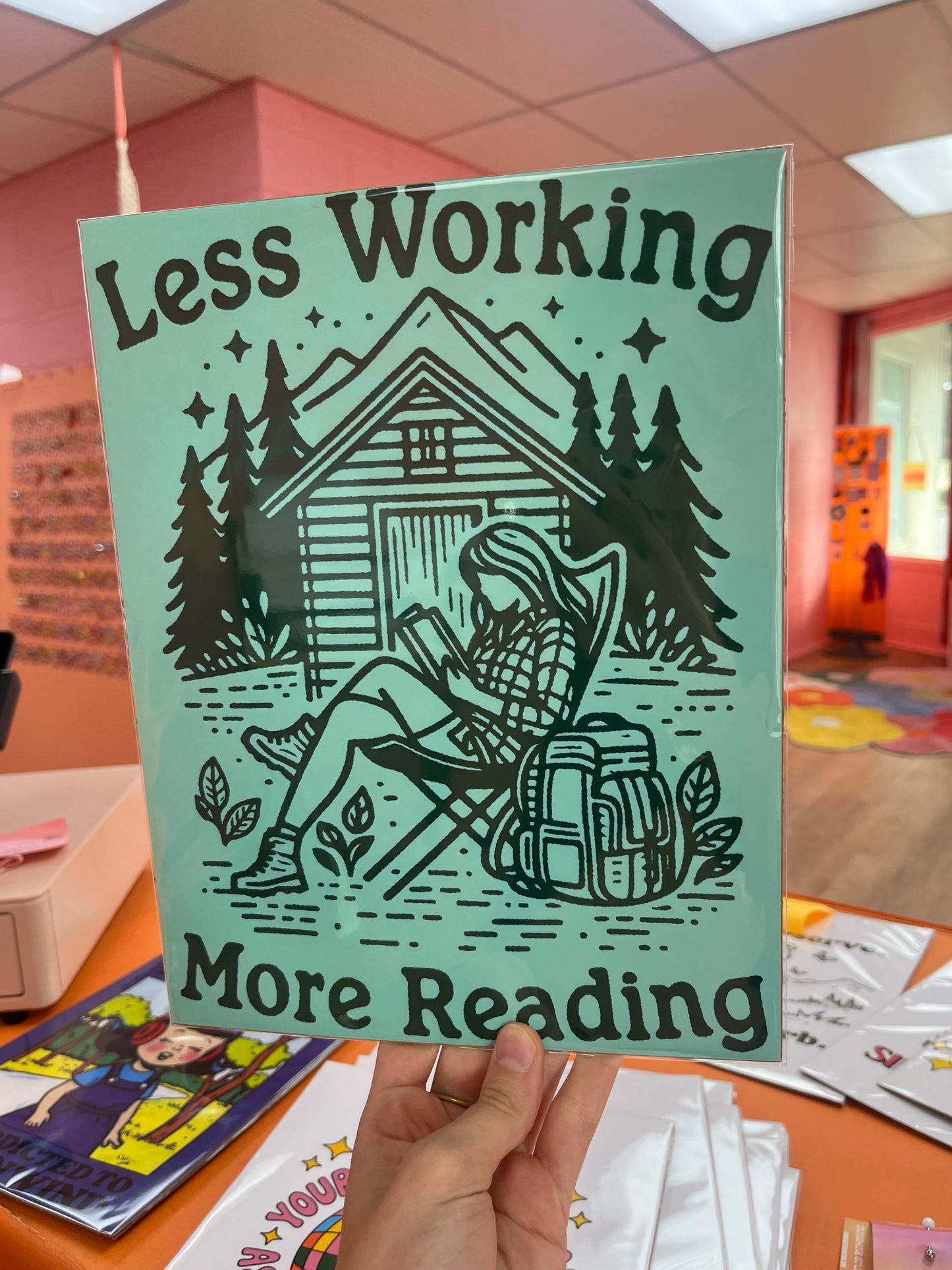 Less Working More Reading 8.5 x 11 print