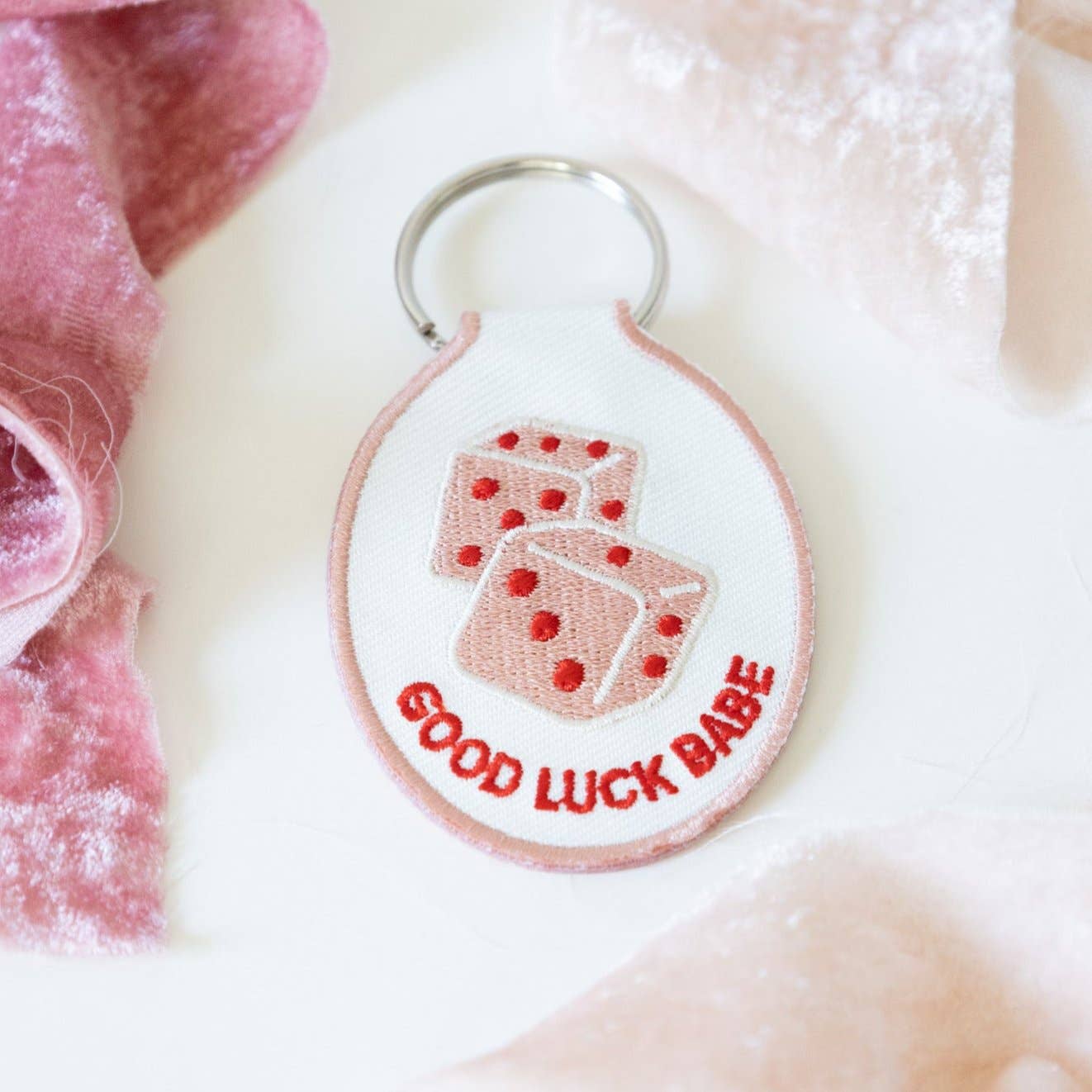Dice (Good Luck Babe) Embroidered Keychain