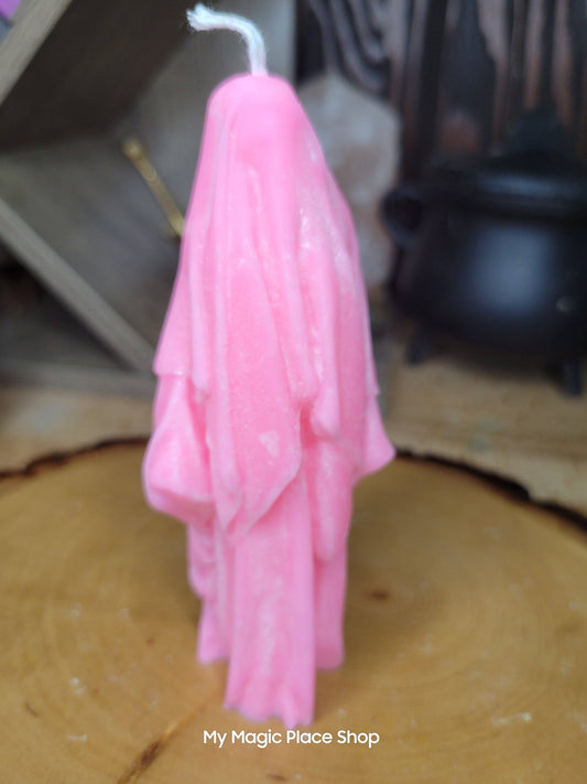 Ghost Handmade Candle , Palm wax Candle , Halloween Candle , white Ghost candle: Pink
