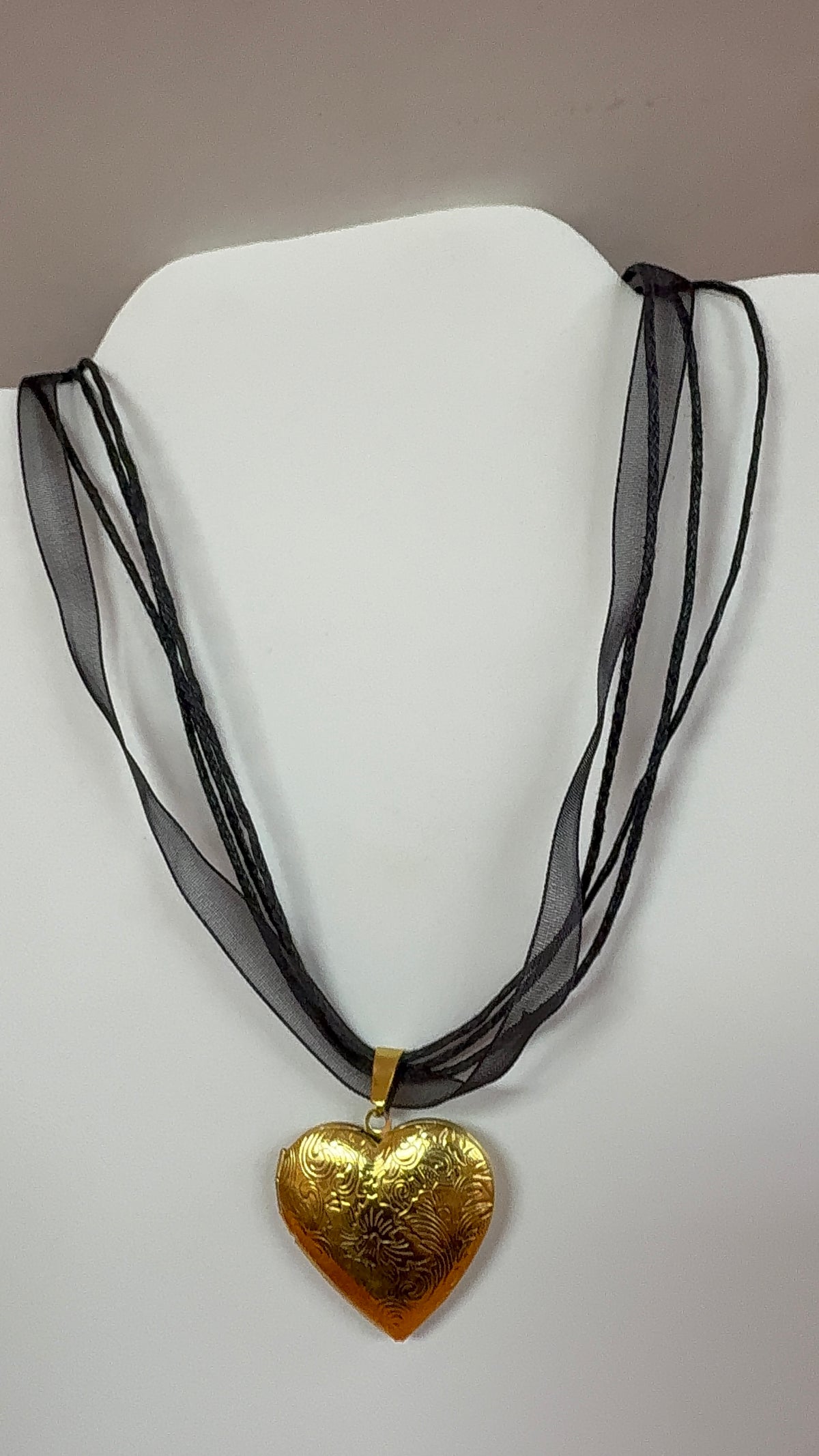 Black Ribbon Titanium Charm Necklaces