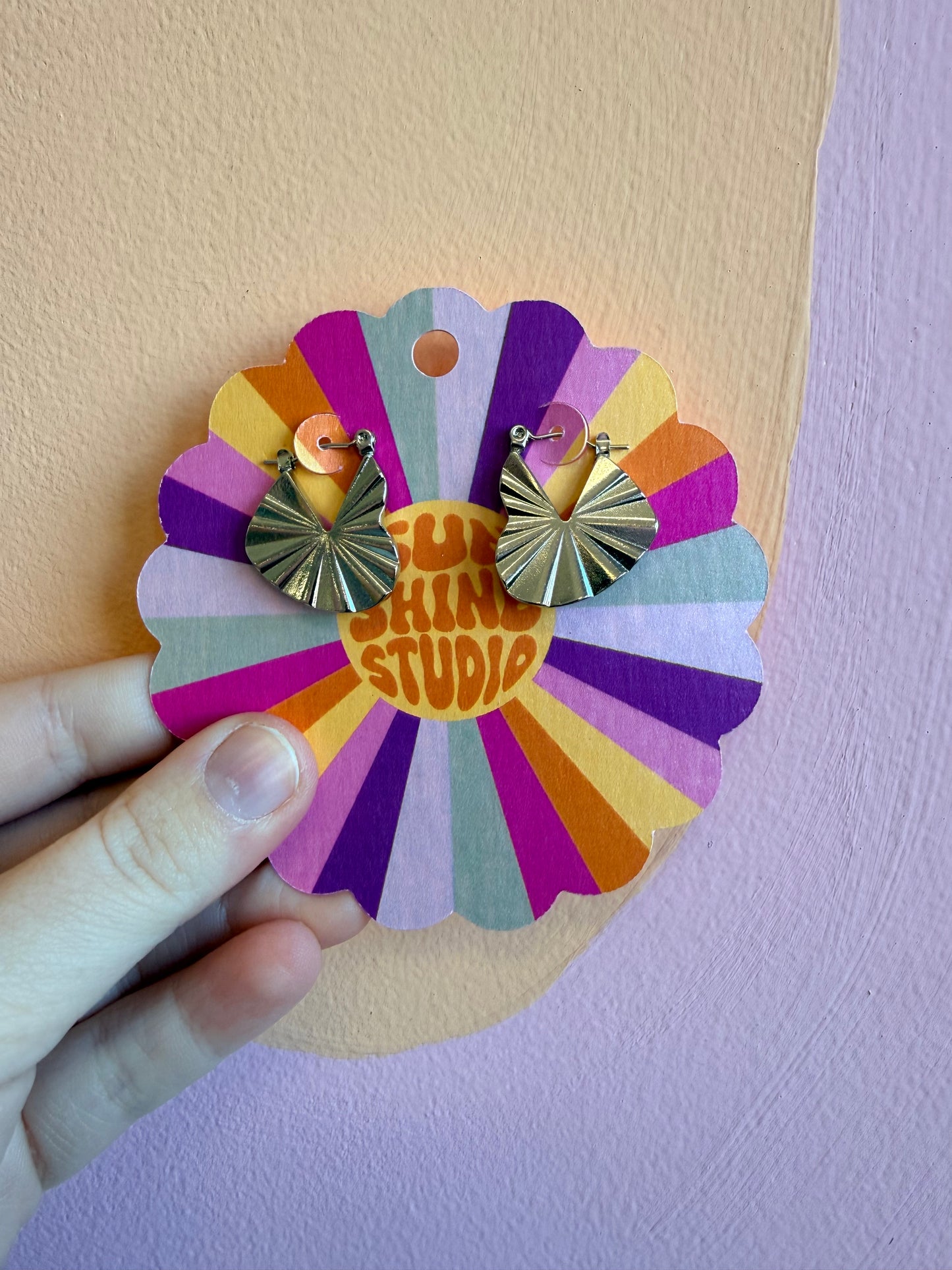 Art Deco Titanium Heart Earrings