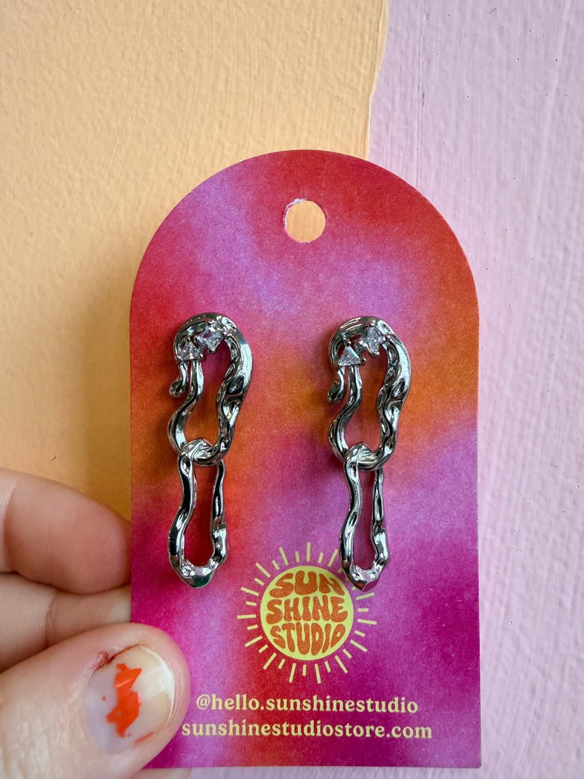 Silver Textured Organic Earrings