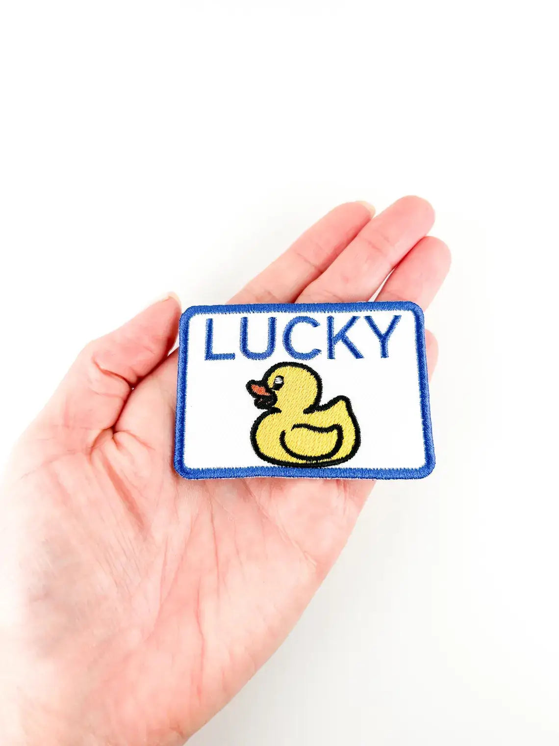 Lucky Duck Iron-On Patch - Embroidered Animal Funny Hunting