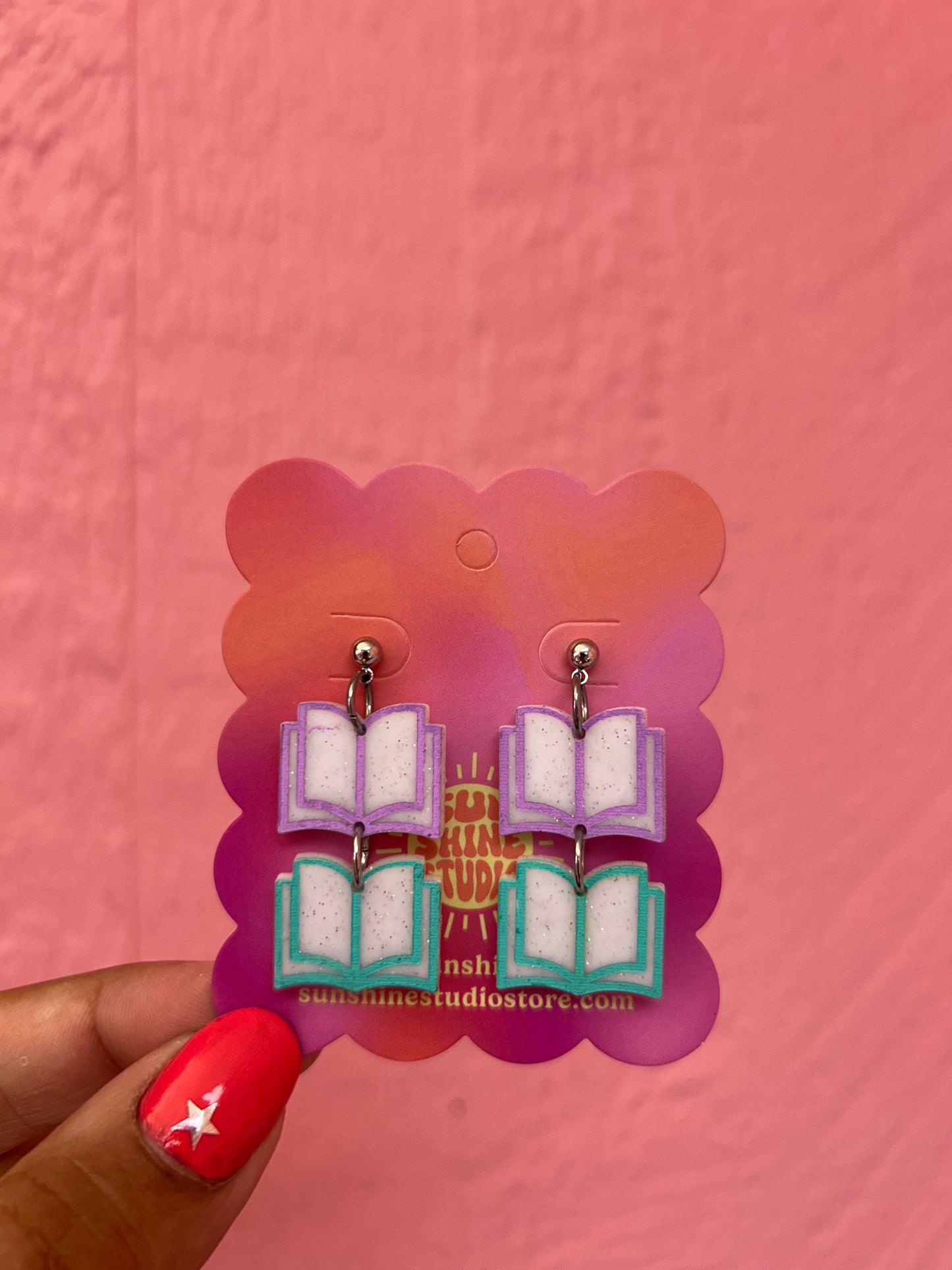 Purple and Green Double Book Dangles