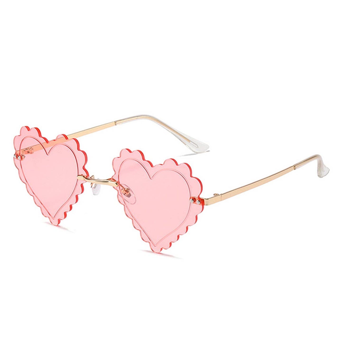 Rimless Playful Tinted Heart Shape Sunglasses: No Packaging