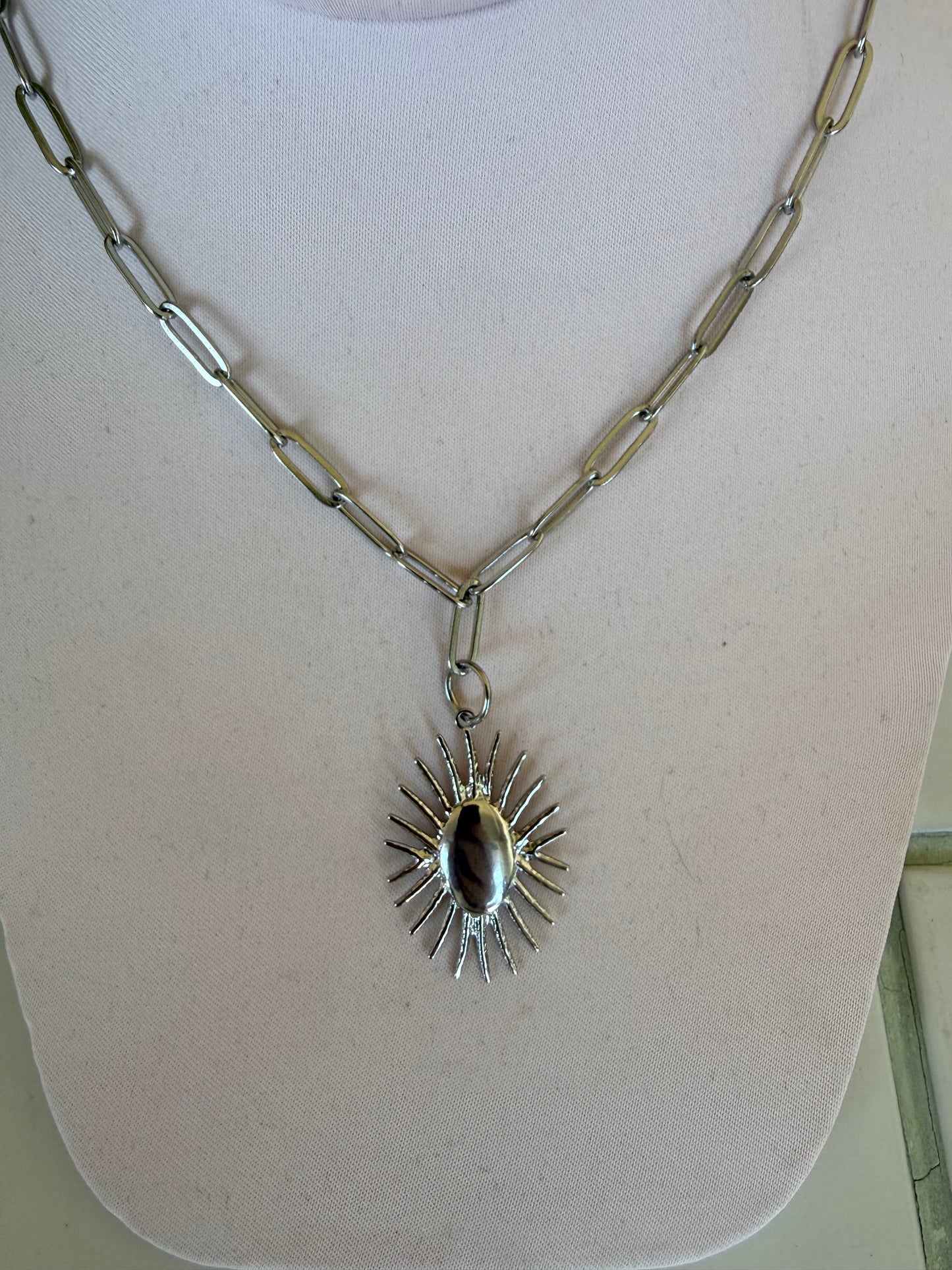 Art Deco Sun Charm Necklace