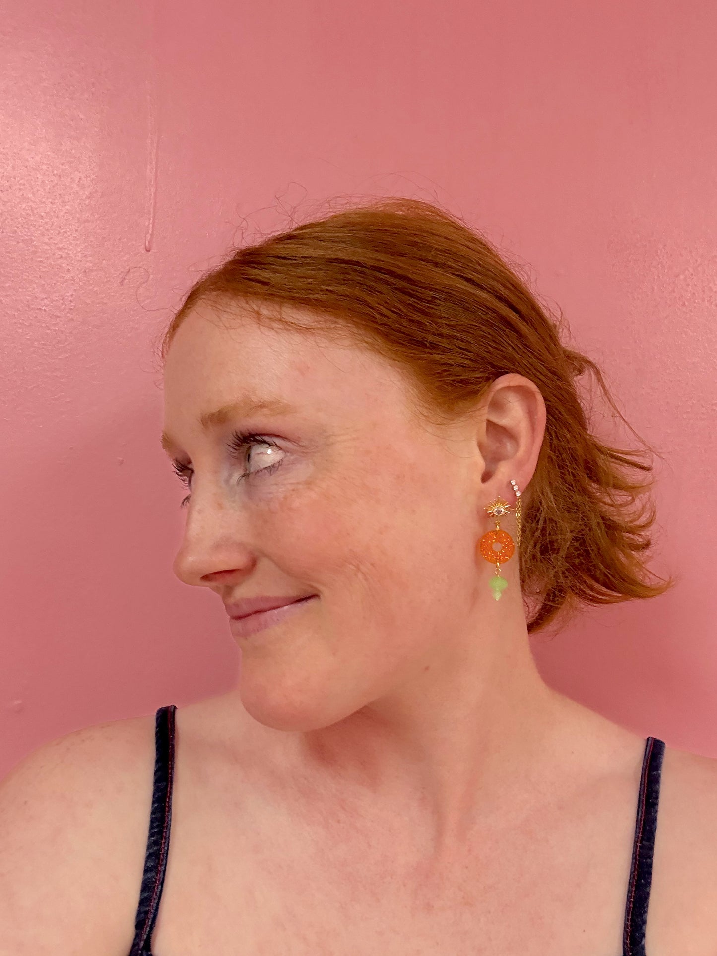 Orange Sparkly Album Dangle Earring