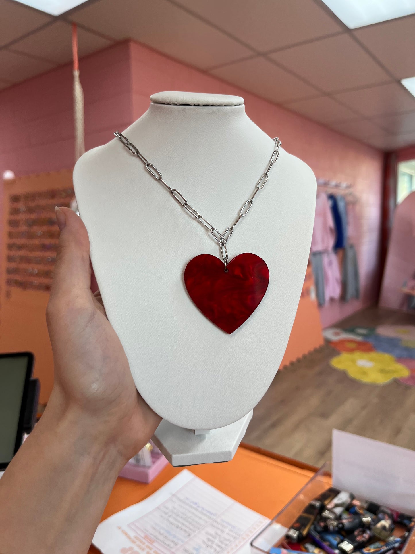 You've Got a Big Heart - Statement Acrylic Heart Charm Necklace