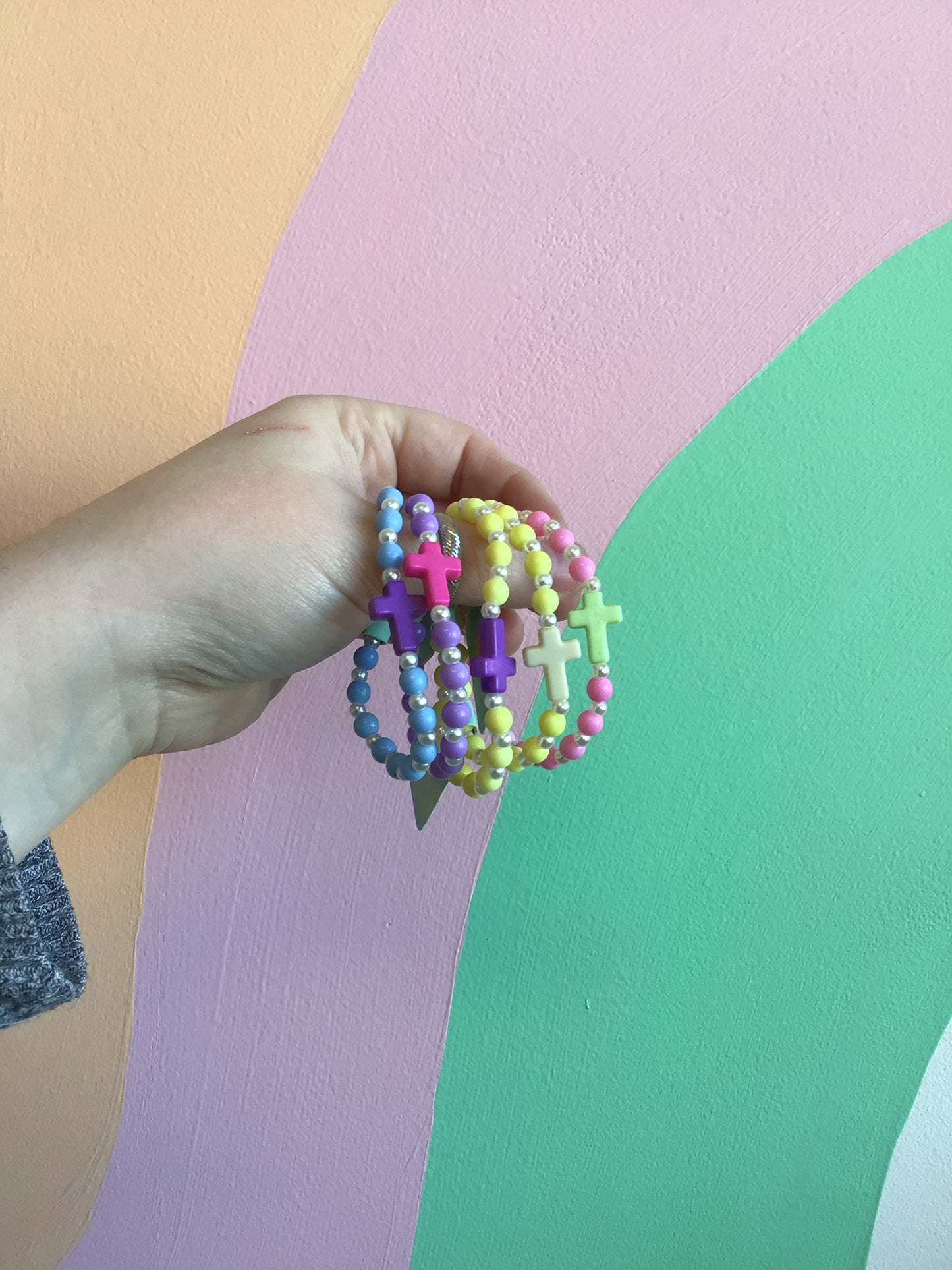 Pastel Cross Beaded Bracelet