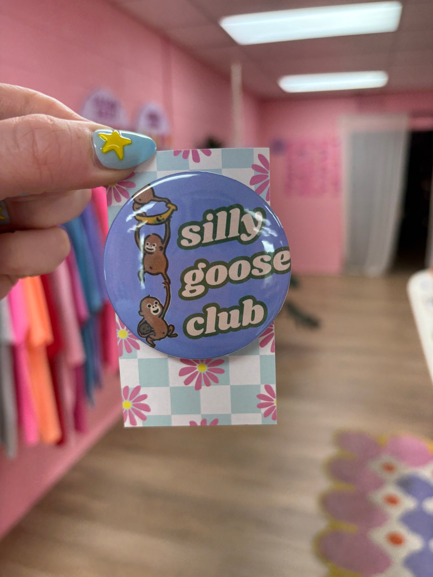 Silly Goose Club pin-back button