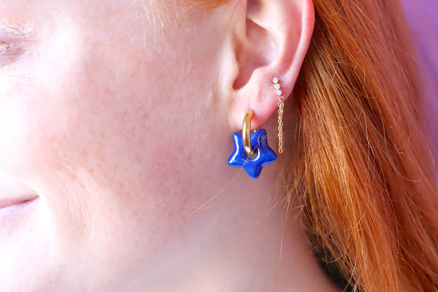 Midnight Blue Titanium Star Earrings