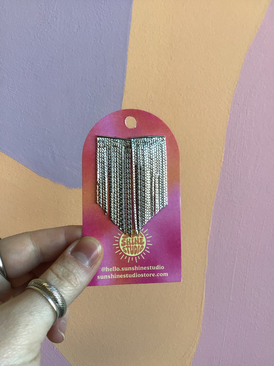 Tinsel Time Titanium Fringe Studs