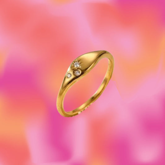 Slim Three Star Titanium Ring