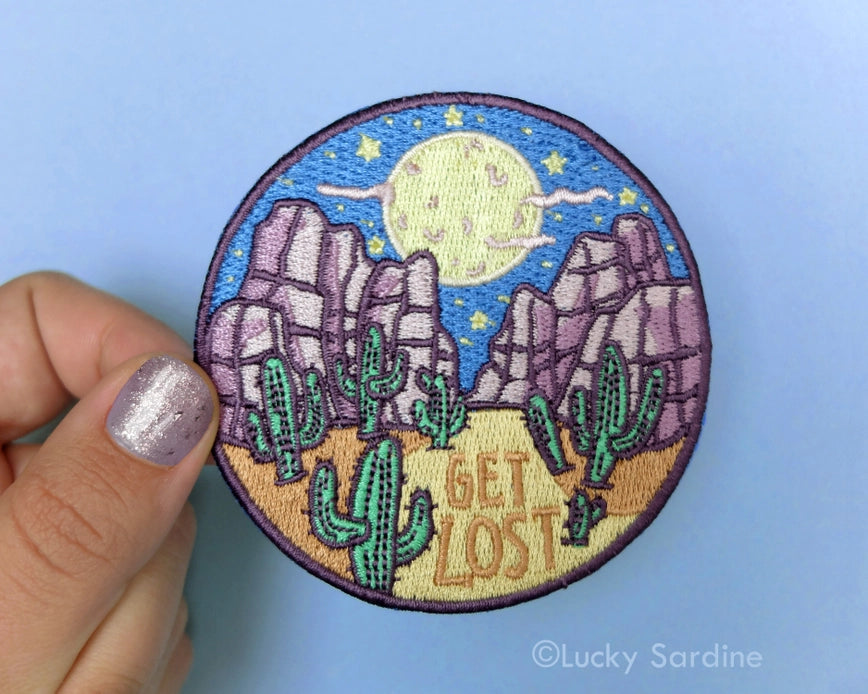 "Get Lost" Night Desert Scene Embroidered Patch