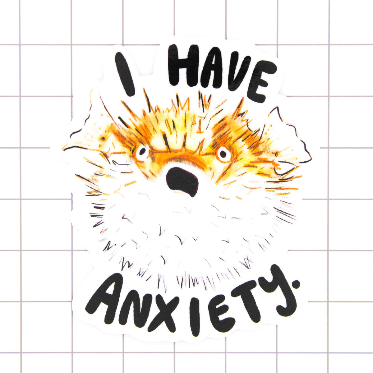 Anxiety Pufferfish Vinyl Sticker