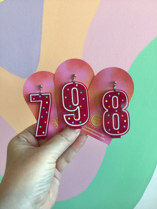 Dark Pink Birthday Candle Earrings