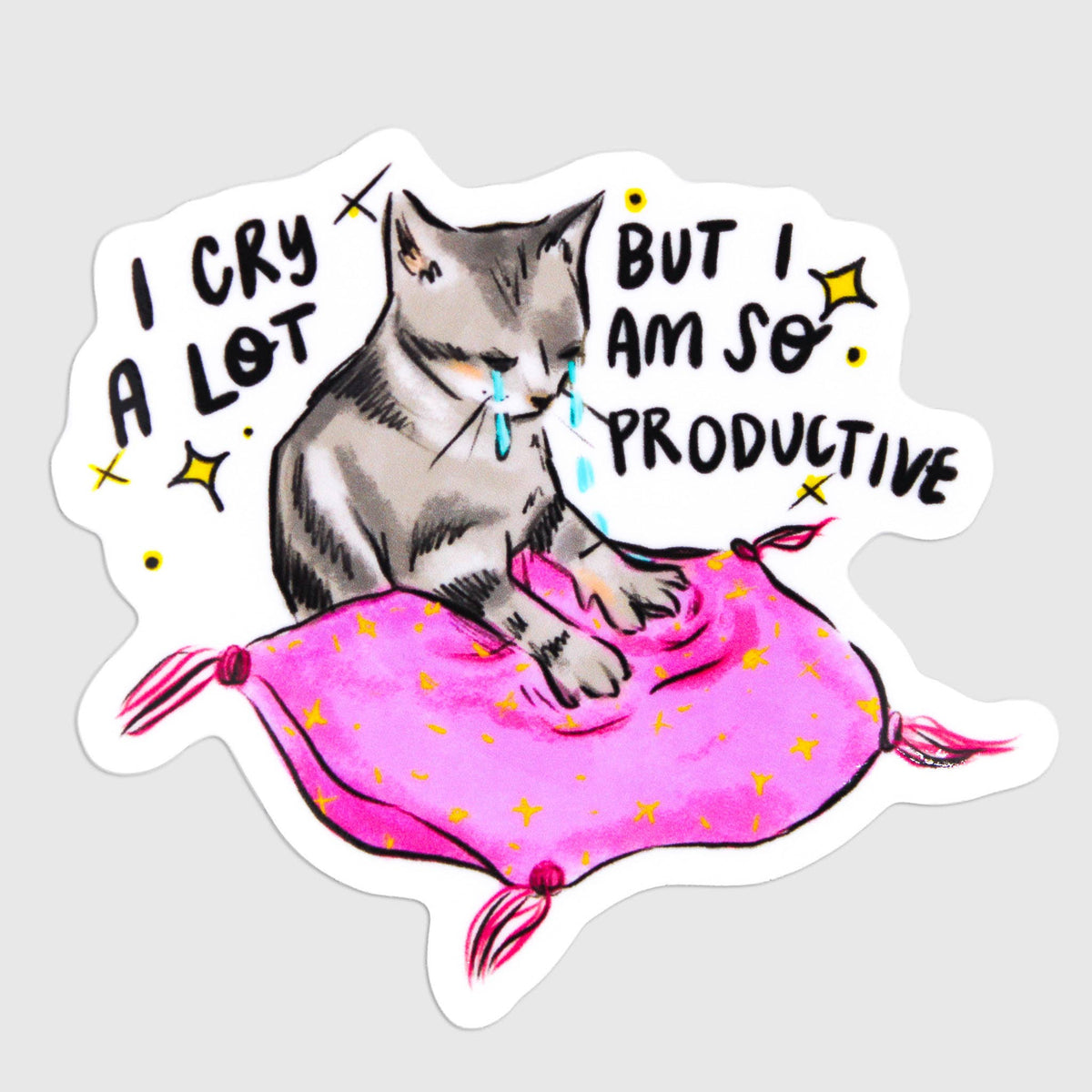 I Cry A Lot Cat Vinyl Sticker