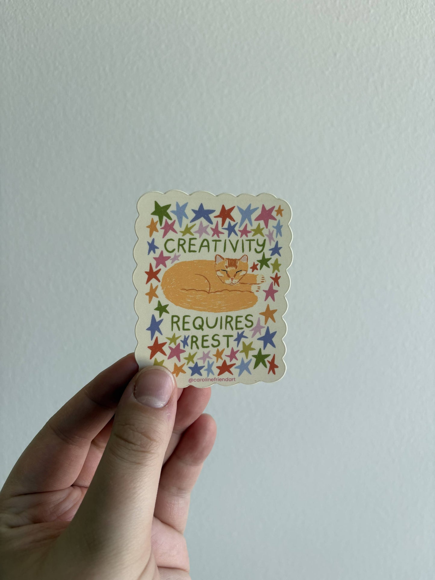 Creativity Requires Rest Sticker | Vinyl Waterproof Cat