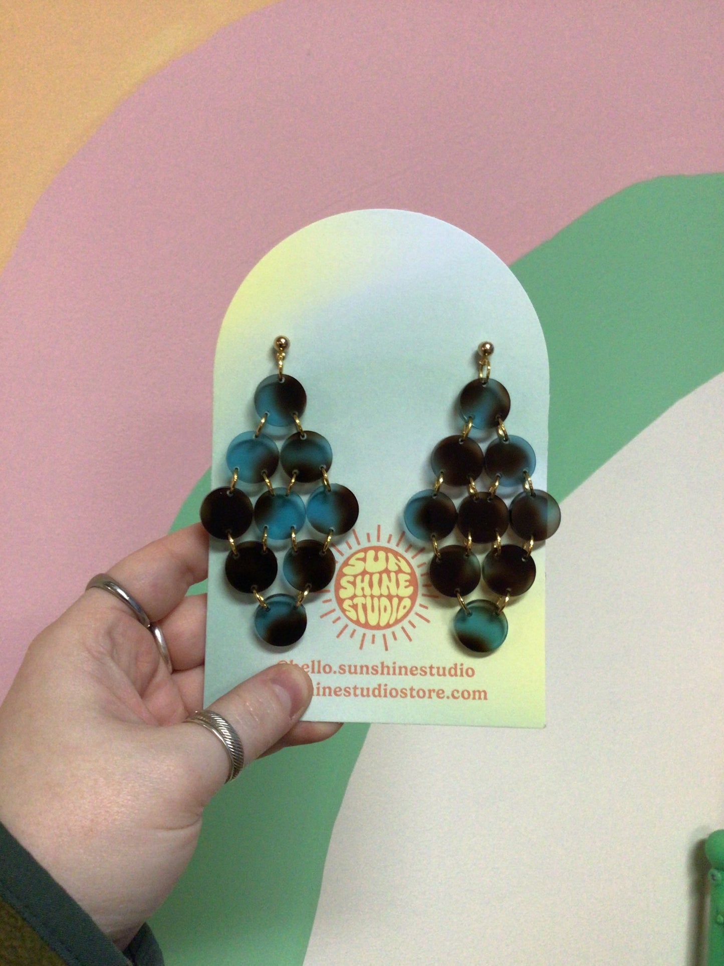 Dancing Medallion Statement Acrylic Earrings