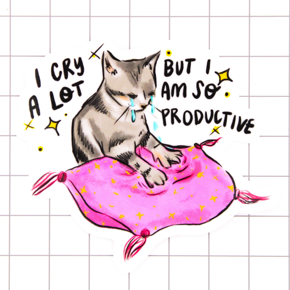 I Cry A Lot Cat Vinyl Sticker