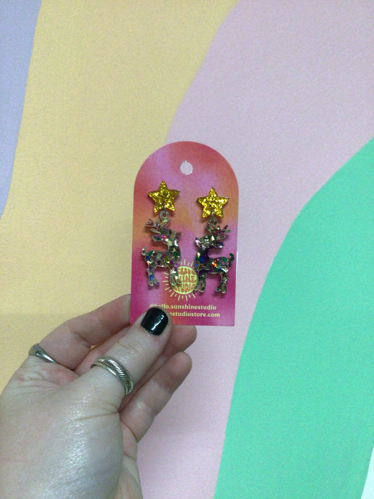Reindeer Acrylic Earrings