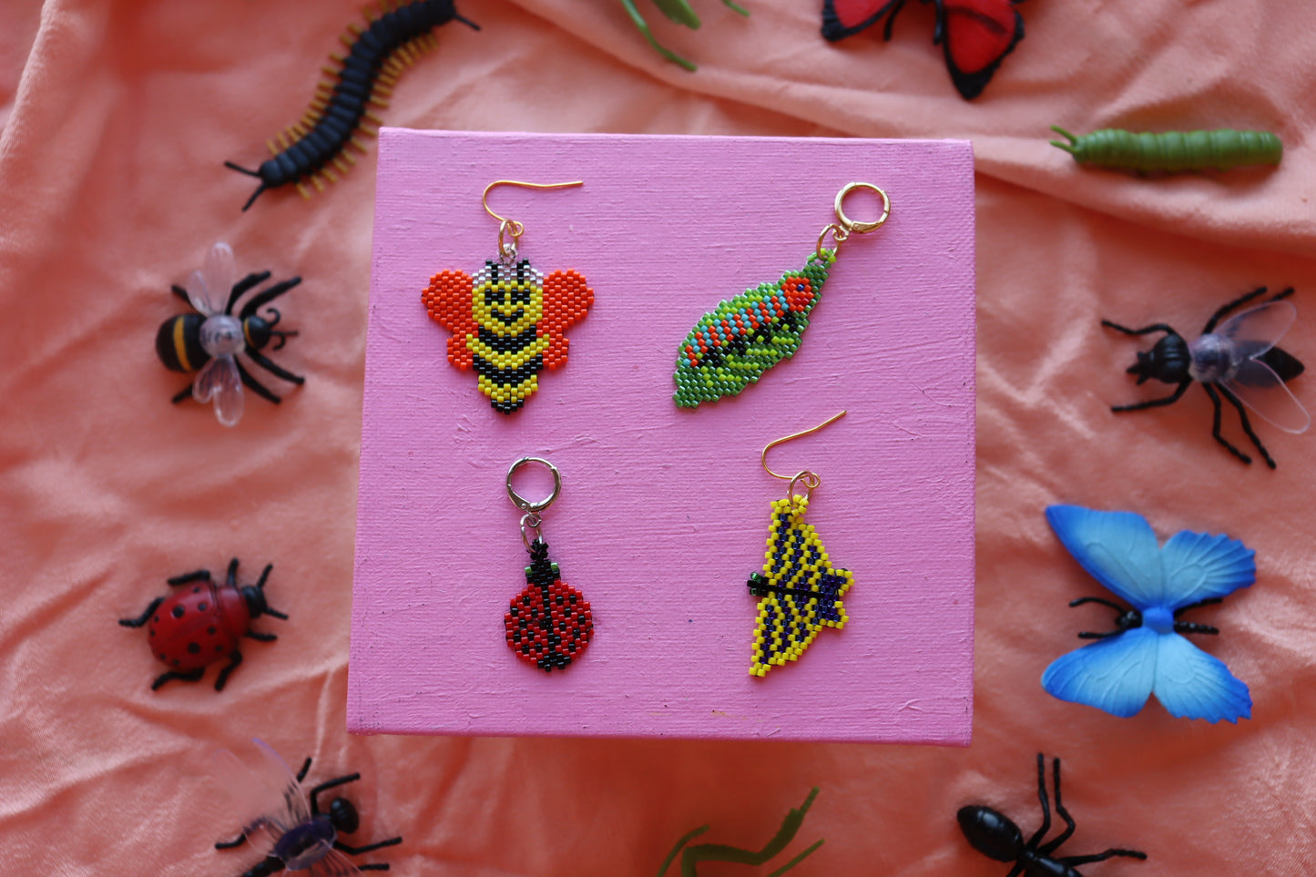 Beaded Caterpillar Earrings