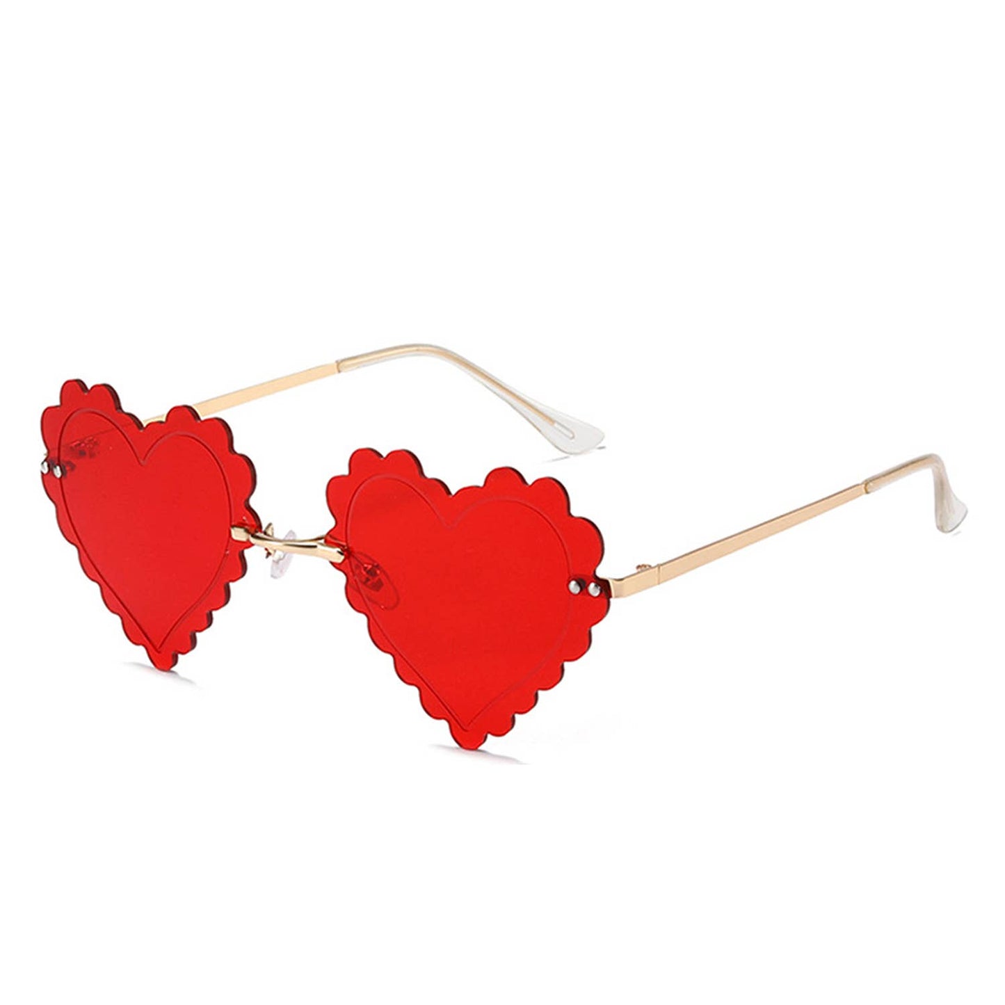 Rimless Playful Tinted Heart Shape Sunglasses: No Packaging