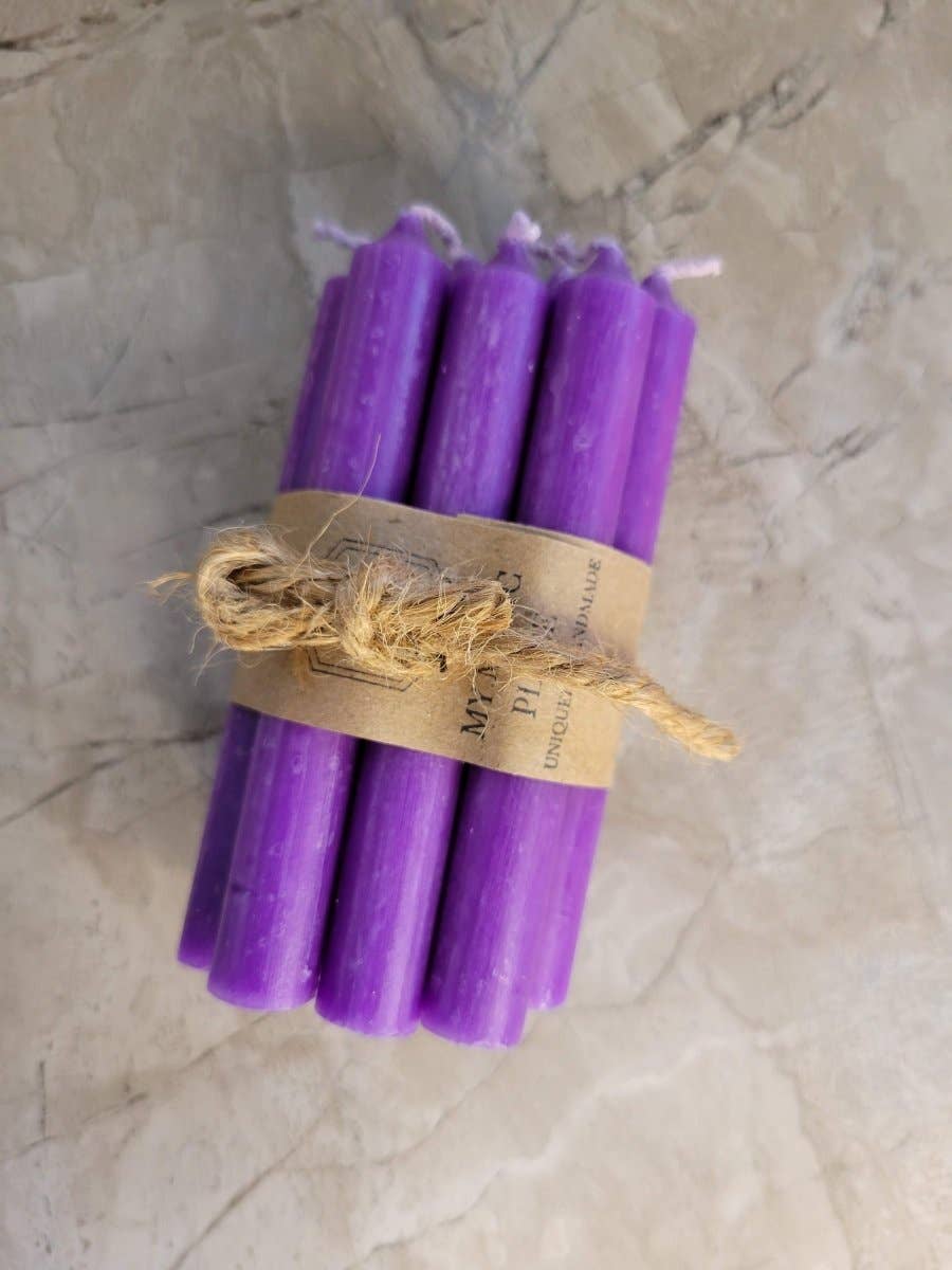 Set of 10 mini Candles 4" chime unscented Home Decor: Brown