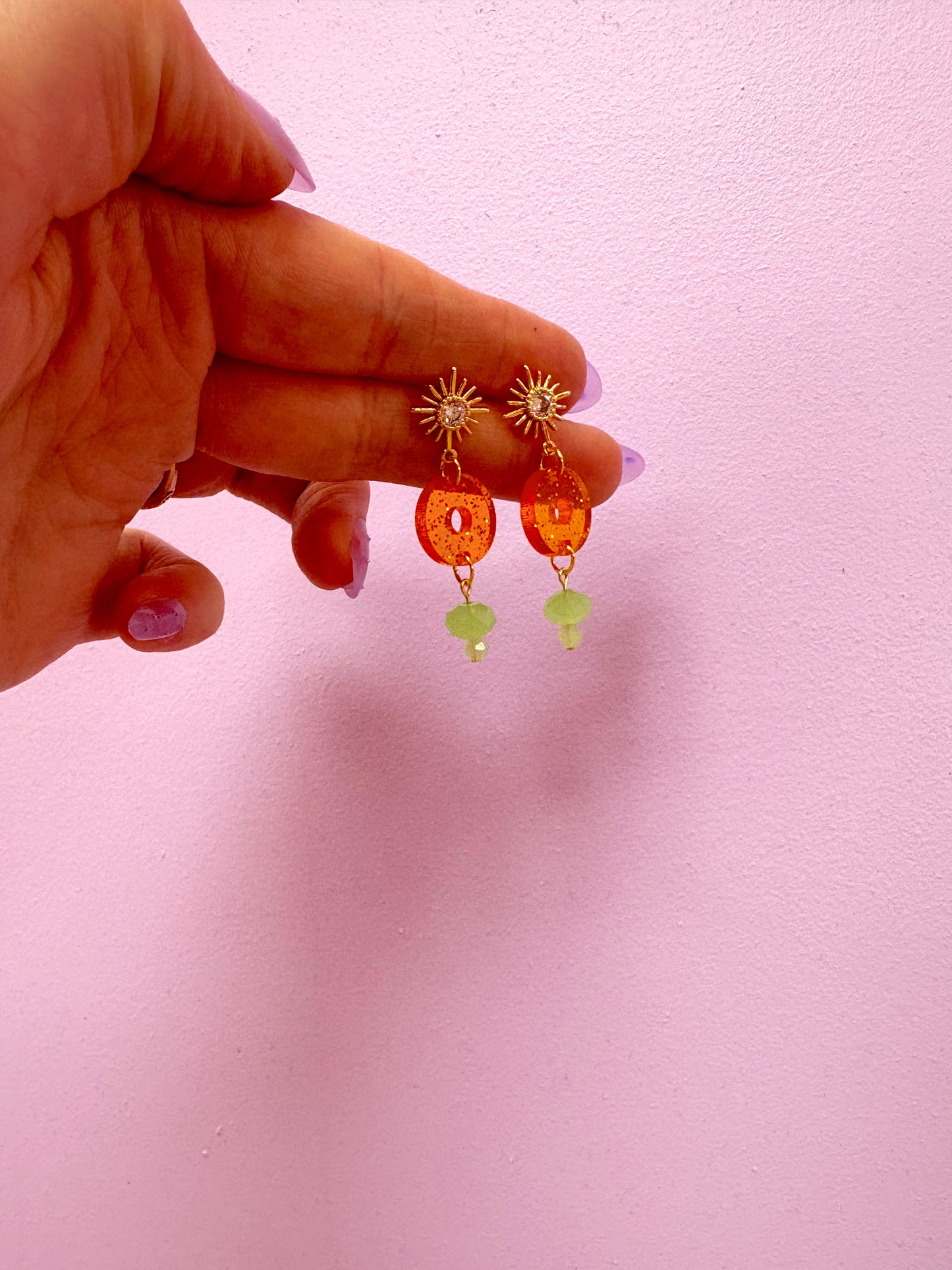 Orange Sparkly Album Dangle Earring