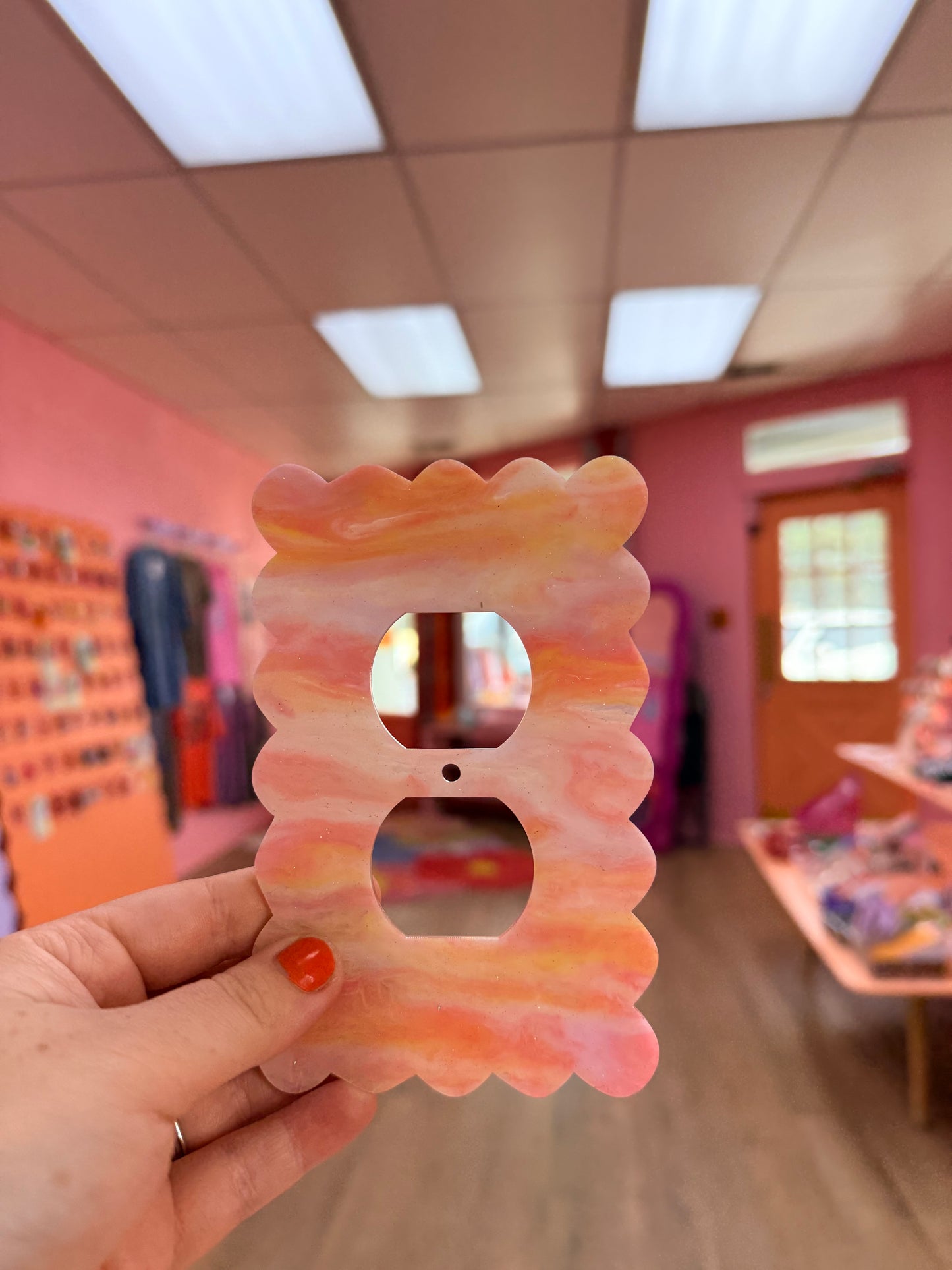 Light Pink & Peach Marble Outlet Covers