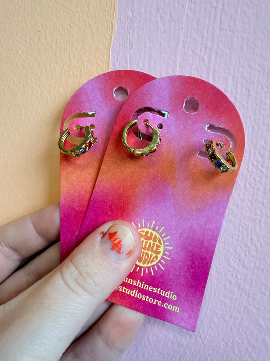 Colorful Scallop Gem Hoops