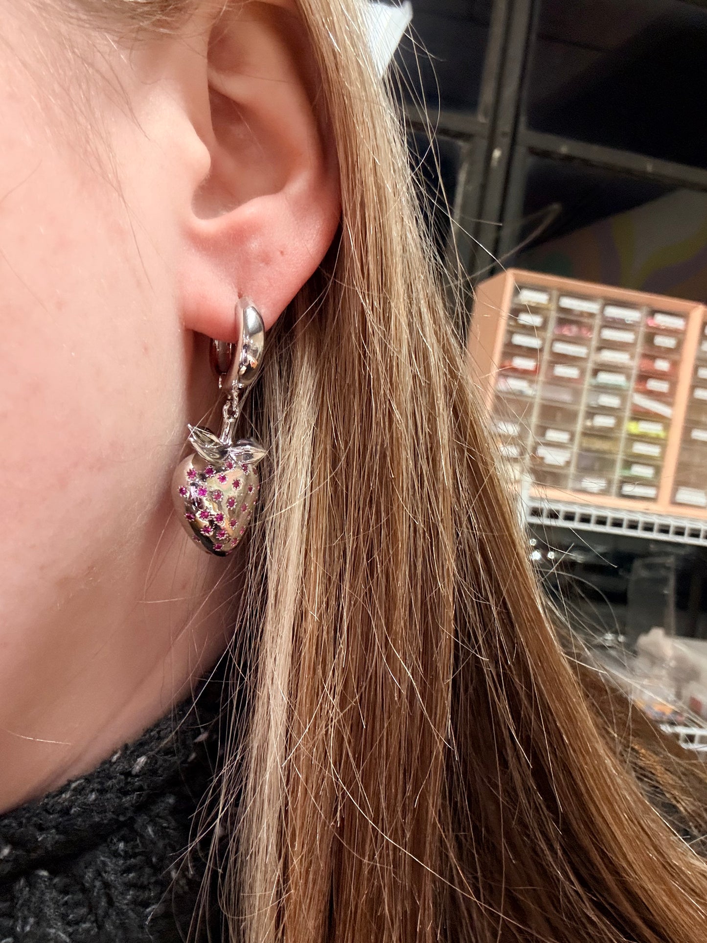 Strawberry Sparkle Dangle Earrings