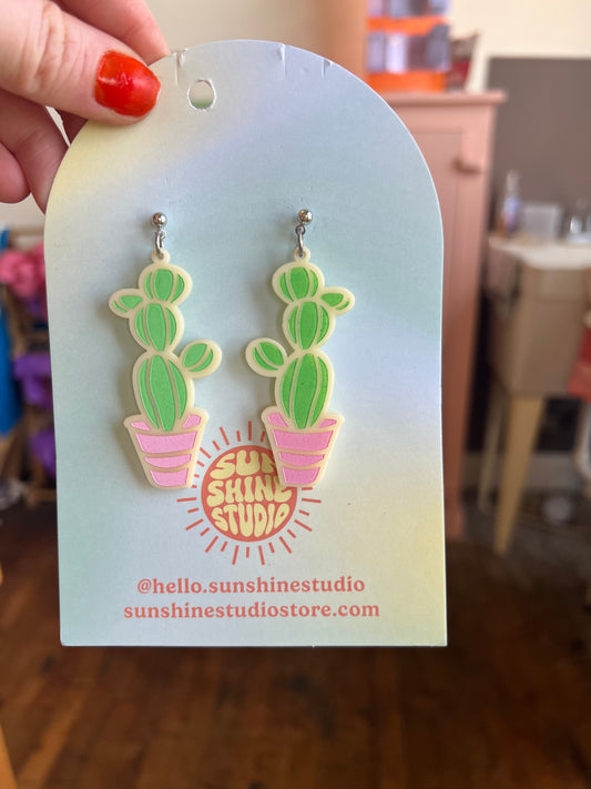Cactus in plant Pot acrylic earrings