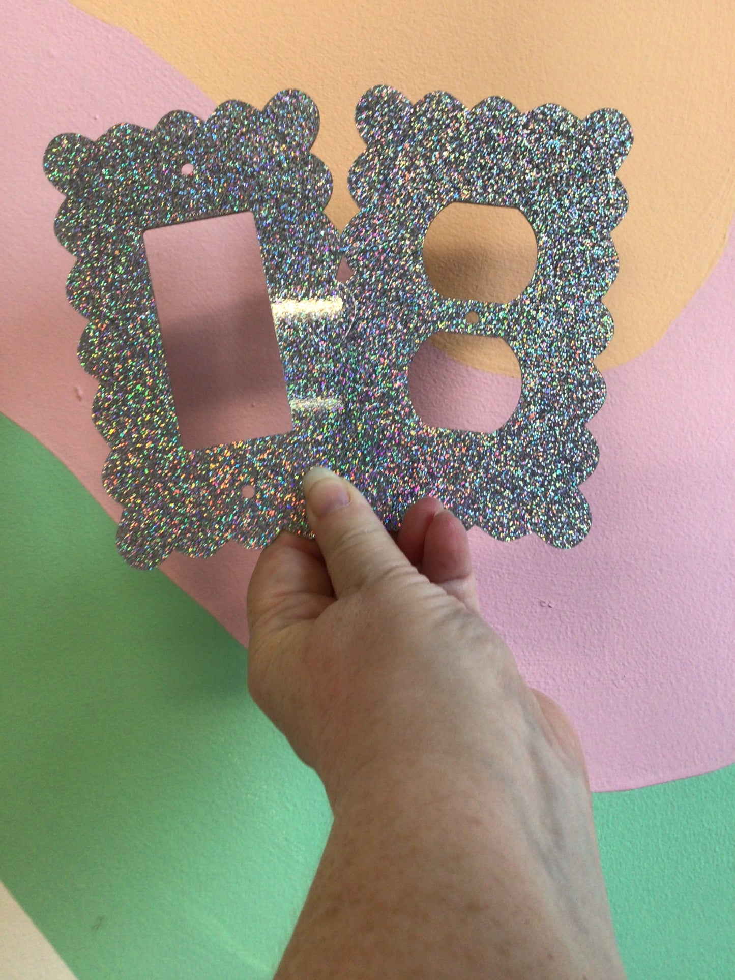 Silver Glitter Outlet Covers