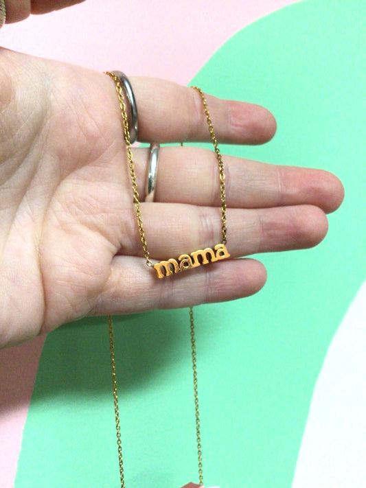 Mama word titanium necklace