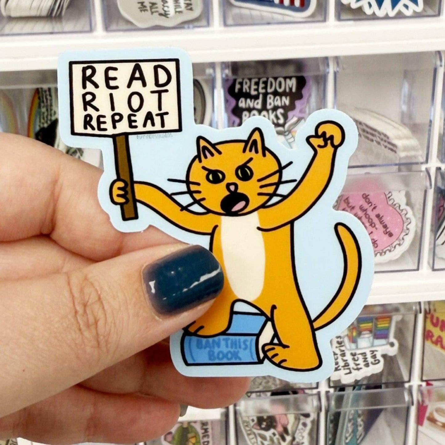 Read Riot Repeat Vinyl Sticker | Banned Books Protest Sticker