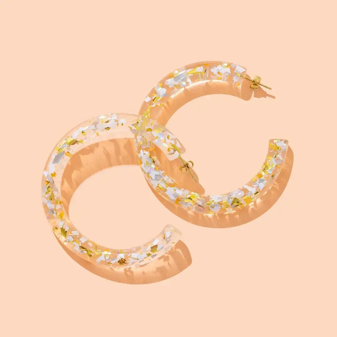 Confetti Hoop Earrings - Assorted Colors - Each: Iridescent