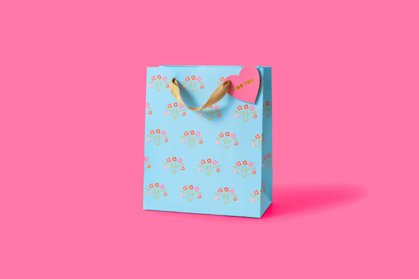 Gift Bags - Blue w/ Bouquets - Assorted Sizes: Small