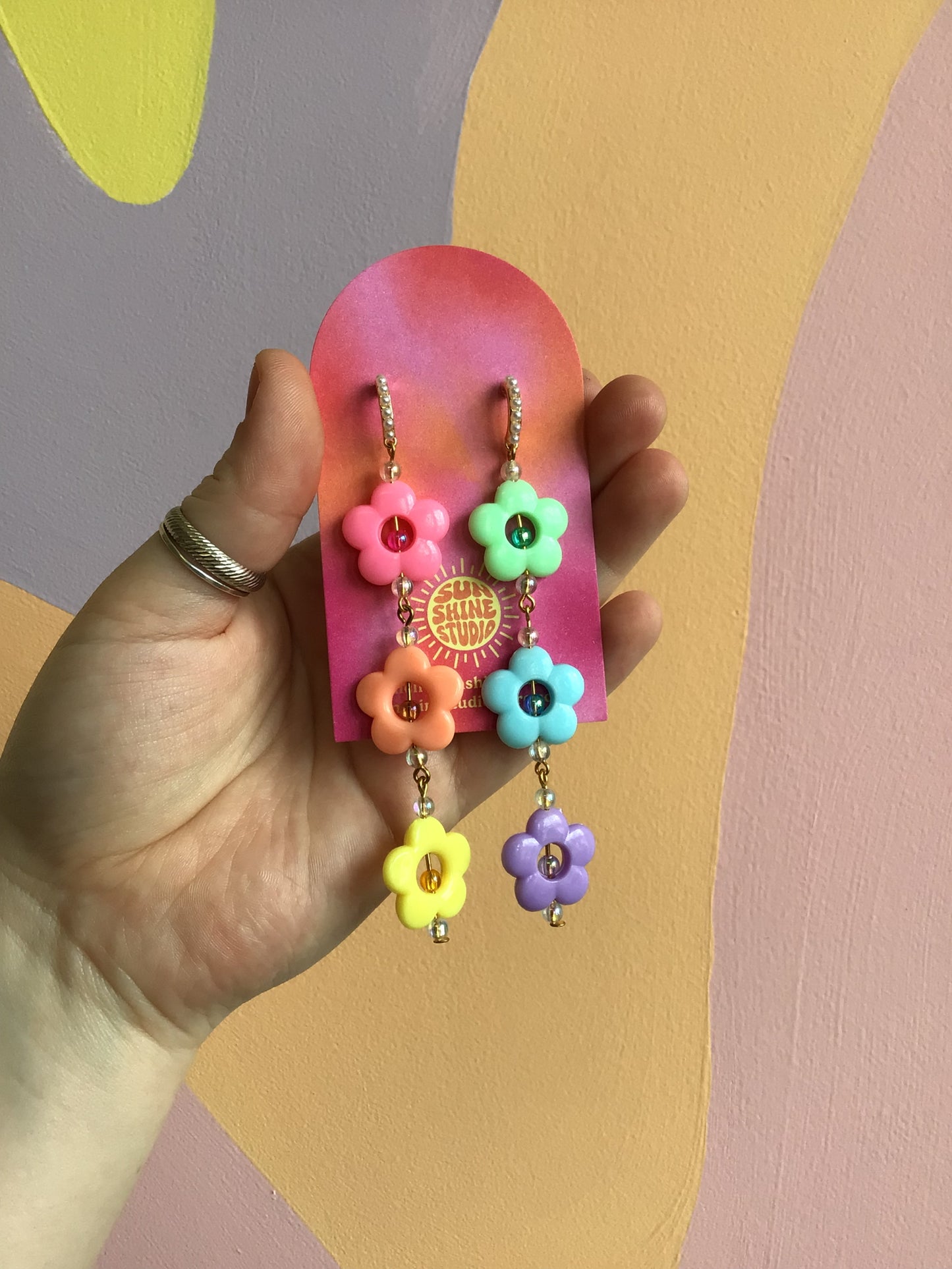 Happy Rainbow Daisy Earrings
