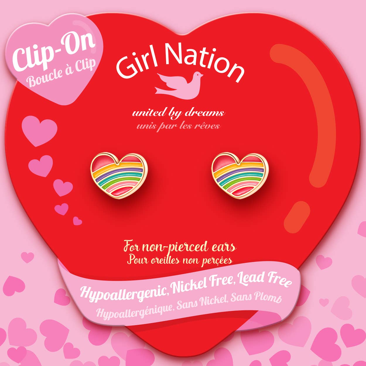 CLIP ON Cutie Earrings | Rainbow Heart