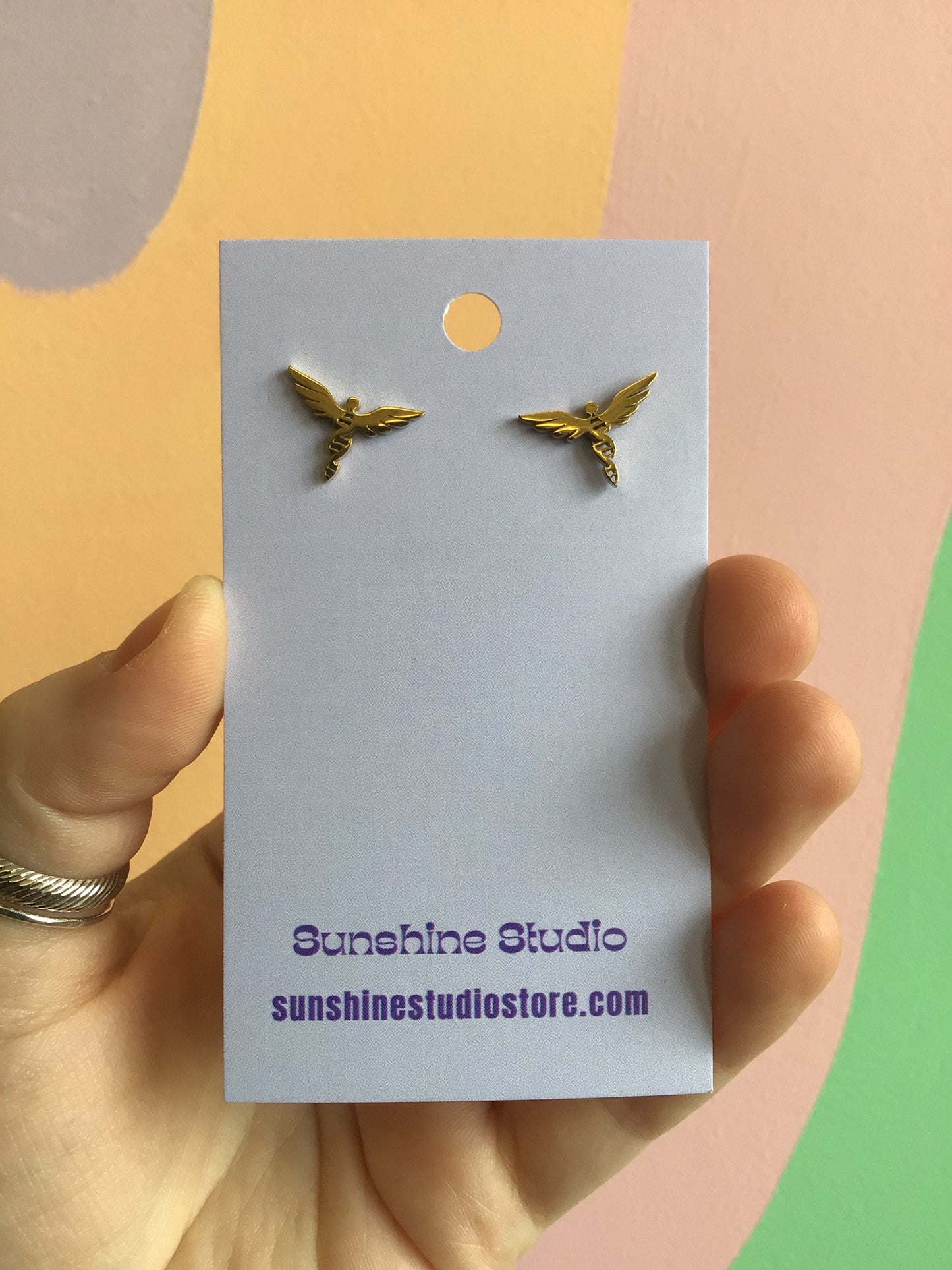 Tiny Kaduceus Stainless Steel Studs