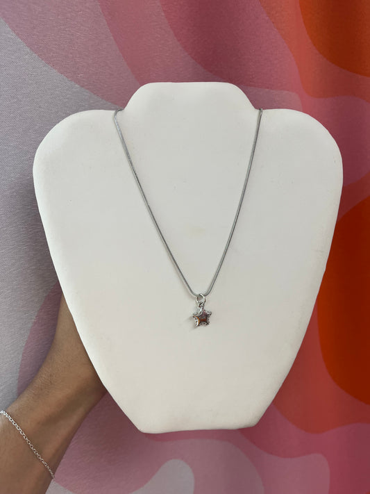 Titanium Puffy Detailed Star Necklace