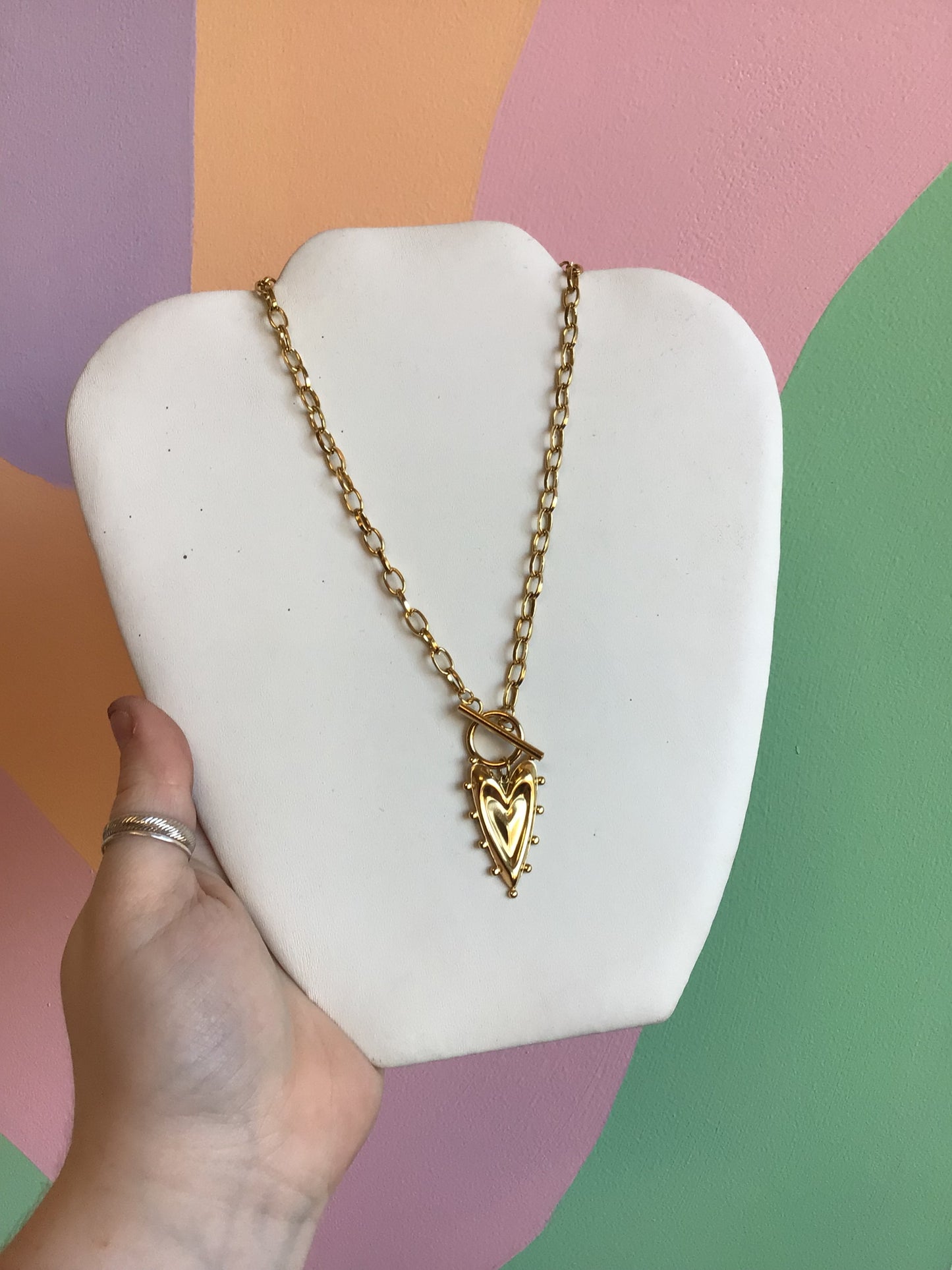Clasp Front Radiant Heart Titanium Necklace