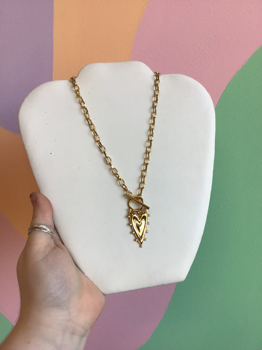 Clasp Front Radiant Heart Titanium Necklace