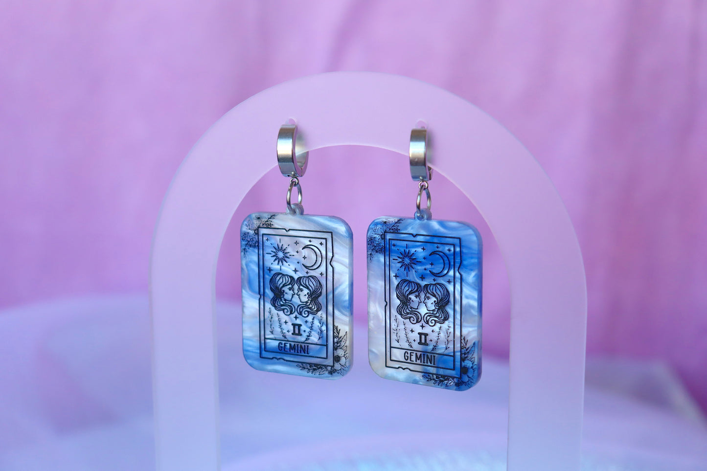 Blue Marble Zodiac Earrings